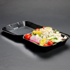 Contenitori Polistirolo Lunchbox Nero 185x155x70mm (125 Pezzi)