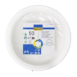 Piatto Piano Riutilizzabile Economico PS Bianco Ø16,5cm (50 Pezzi)