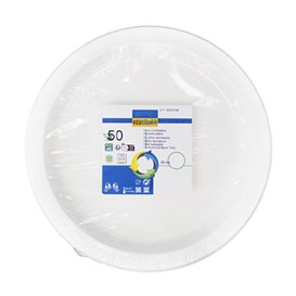 Piatto Piano Riutilizzabile Economico PS Bianco Ø22cm (50 Pezzi)