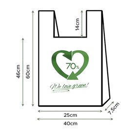 Sacchetto di Plastica Canottiera Riutilizzabile 40x60cm 50µm (100 Pezzi)