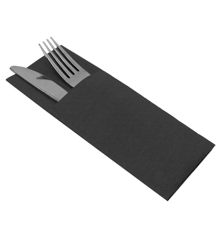 Tovagliolo Portaposate di Carta Micro Point 33x40cm Nero (60 Pezzi) Tovagliolo Portaposate di Carta Micro Point 33x40cm Nero (60 Pezzi)