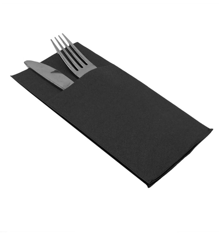 Tovagliolo Portaposate di Carta Micro Point 40x40cm Nero (30 Pezzi) Tovagliolo Portaposate di Carta Micro Point 40x40cm Nero (30 Pezzi)