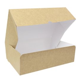 Scatola di Carta Pasticceria Cartone Kraft 25,8x18,9x8cm 2kg (20 Pezzi)