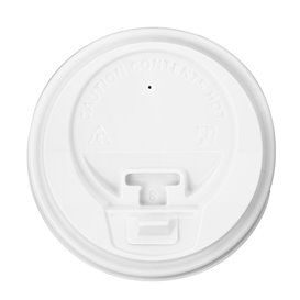 Coperchio con Foro Plastica PS Bianco Ø8,0cm (100 Pezzi)