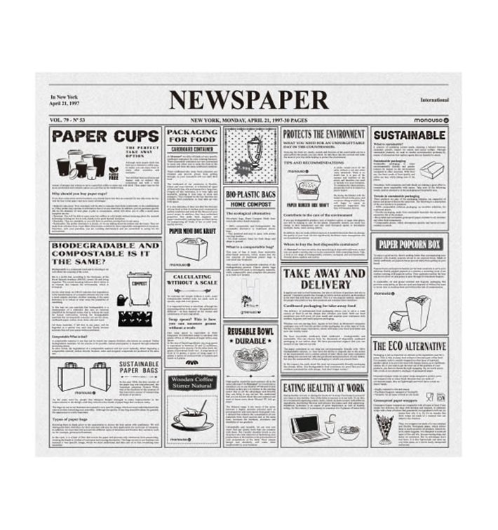 Carta Antigrasso "Periodico" 28x31cm (1000 Pezzi) Carta Antigrasso "Periodico" 28x31cm (1000 Pezzi)