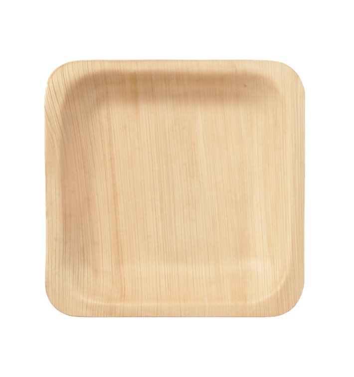 Piatto di Legno Quadrato 9x9cm (25 Pezzi) Piatto di Legno Quadrato 9x9cm (25 Pezzi)