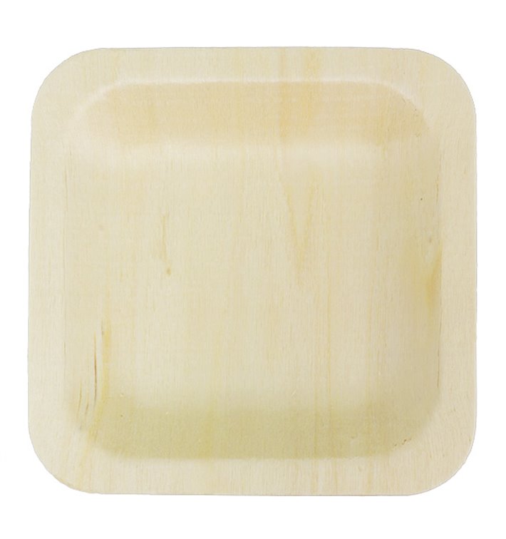 Piatto di Legno Quadrato 9x9cm (25 Pezzi) Piatto di Legno Quadrato 9x9cm (25 Pezzi)