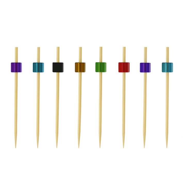 Spiedino di Bambù Secchio Colori 7cm (100 Pezzi) Spiedino di Bambù Secchio Colori 7cm (100 Pezzi)