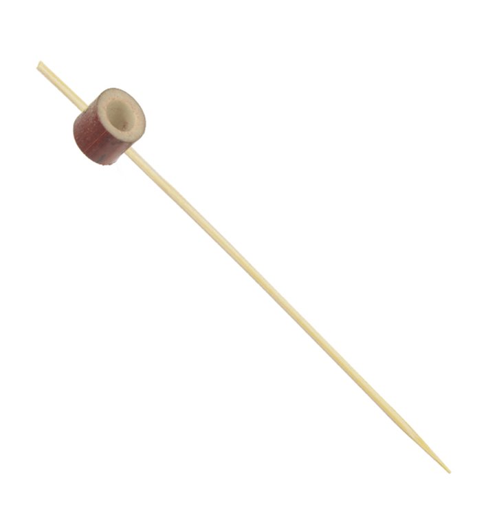 Spiedino di Bambù con Anello Rosso 12cm (1000 Pezzi) Spiedino di Bambù con Anello Rosso 12cm (1000 Pezzi)