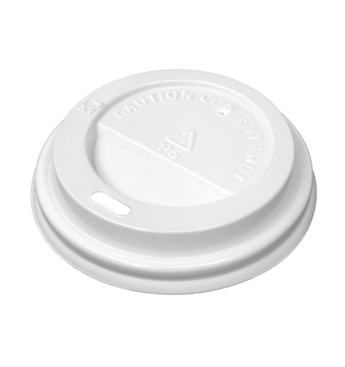 Coperchio con Foro per Bicchiere di Carta 4Oz/120ml Bianco Ø6,2cm (50 Pezzi)