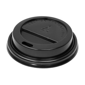 Coperchio con Foro per Bicchiere 7Oz Nero Ø7,2cm (50 Pezzi)