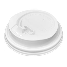 Coperchio con Foro Plastica PS Bianco Ø8,0cm (50 Pezzi)