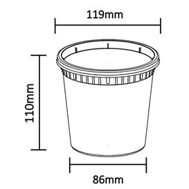 Contenitore in Plastica PP “Deli Range” Trasparente con Coperchio 720ml (40 Pezzi)
