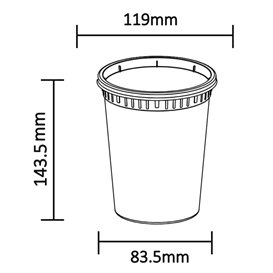 Contenitore in Plastica PP “Deli Range” Trasparente con Coperchio 960ml (40 Pezzi)