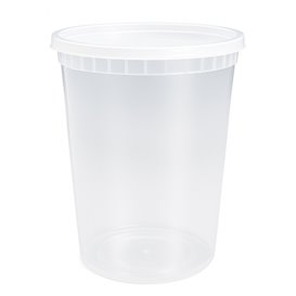 Contenitore in Plastica PP “Deli Range” Trasparente con Coperchio 960ml (40 Pezzi)
