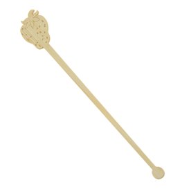 Agitatore per Bere in Bambù Fragola 14cm (600 Pezzi)