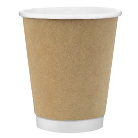Bicchiere Carta 8Oz/240ml Parete Doppia Liscio Kraft Ø8cm (500 Pezzi)