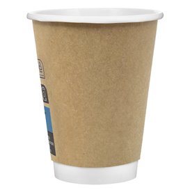 Bicchiere Carta 12Oz/360ml Parete Doppia Liscio Kraft Ø9cm (25 Pezzi)