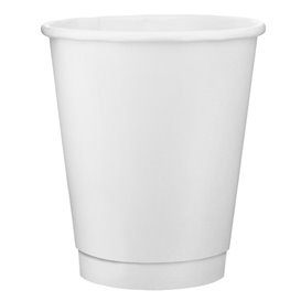 Bicchiere di Carta 8Oz/240ml Parete Doppia Liscio Bianco Ø8cm (500 Uds)