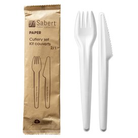 Set Posate Cartone Kraft Forchetta e Coltello (50 Pezzi)