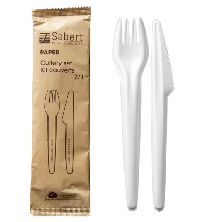 Set Posate Cartone Kraft Forchetta e Coltello (50 Pezzi) Set Posate Cartone Kraft Forchetta e Coltello (50 Pezzi)