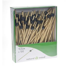 Spiedi "Big Ball" di Bambu Nero 12,5cm (100 Pezzi)
