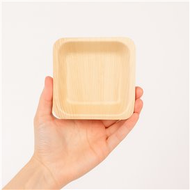 Piatto di Legno Quadrato 9x9cm (25 Pezzi)