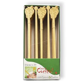 Agitatore per Bere in Bambù Fragola 14cm (600 Pezzi)
