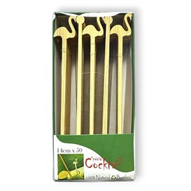 Agitatore per Bere in Bambù Fenicottero Rosa 14cm (50 Pezzi)
