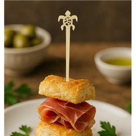 Agitatore per Bere in Bambù a Forma di Tartaruga 12cm (50 Pezzi)