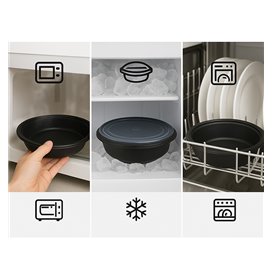 Coppette Plastico PP Nera 1000ml Ø23cm (150 Pezzi)