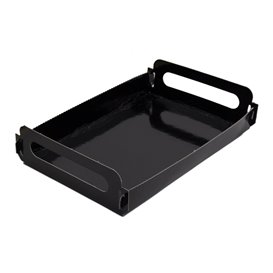 Vassoio Cartone Rettangolo Nero Manici 12x19 cm (100 Pezzi)
