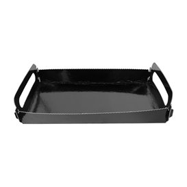 Vassoio Cartone Rettangolo Nero Manici 12x19 cm (100 Pezzi)