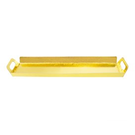 Vassoio Cartone Rettangolo Oro Manici 32x7,5 cm (5 Pezzi)