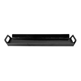 Vassoio Cartone Rettangolo Nero Manici 32x7,5 cm (5 Pezzi)