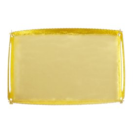 Vassoio Cartone Rettangolo Oro Manici 12x19 cm (10 Pezzi)