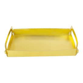 Vassoio Cartone Rettangolo Oro Manici 12x19 cm (10 Pezzi)