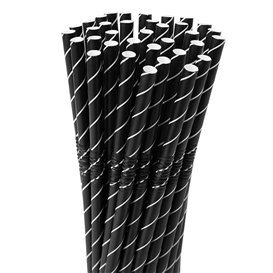 Cannuccia Flessible di Carta Nero Ø6mm 23cm (3.000 Pezzi)