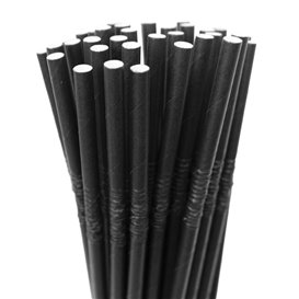 Cannuccia Flessible di Carta Nero Ø6mm 23cm (3.000 Pezzi)