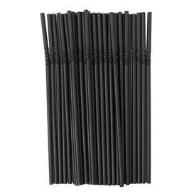 Cannuccia Flessible di Carta Nero Ø6mm 23cm (250 Pezzi)