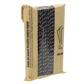 Cannuccia Flessible di Carta Nero Ø6mm 23cm (3.000 Pezzi)