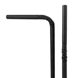Cannuccia Flessible di Carta Nero Ø6mm 23cm (250 Pezzi)