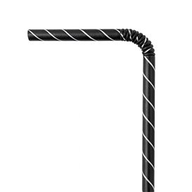 Cannuccia Flessible di Carta Nero Ø6mm 23cm (3.000 Pezzi)