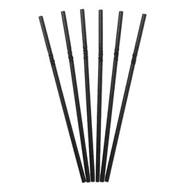 Cannuccia Flessible di Carta Nero Ø6mm 23cm (250 Pezzi)