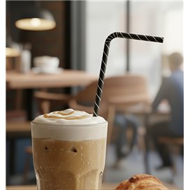 Cannuccia Flessible di Carta Nero Ø6mm 23cm (3.000 Pezzi)