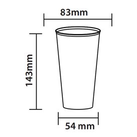 Bicchiere Cocktail Riutilizzabile e Infrangibile in PP Trasparente 470ml (25 Pezzi)