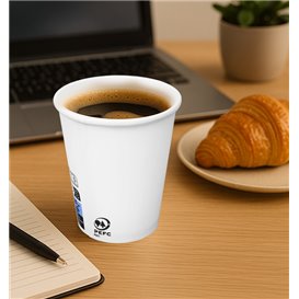 Bicchiere di Carta 9Oz/280ml Bianco Ø8,0cm (1000 Pezzi)