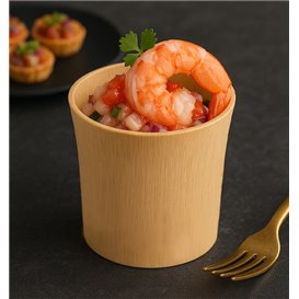 Bicchiere Riutilizzabile di Bambù Naturale Degustazione 8,4x9,2x9cm (2 Pezzi)