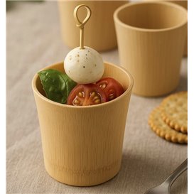 Bicchiere Riutilizzabile di Bambù Naturale Degustazione 8,4x9,2x9cm (2 Pezzi)