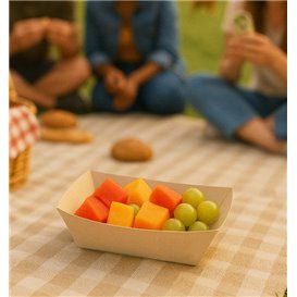 Barchetta in Cartoncino Bamboo Kraft 350ml 16,5x12x4,4cm (1000 Pezzi)